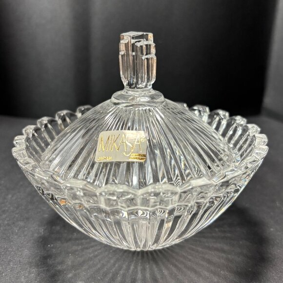 Mikasa Crystal Marquette Covered Candy Trinket Dish Made In Japan - Picture 2 of 11